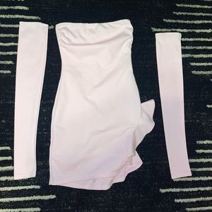 Lucy in the Sky Regina Scuba Ruffle Dress in pink